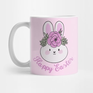 Happy Easter cute easter bunny with a pink flower crown Mug